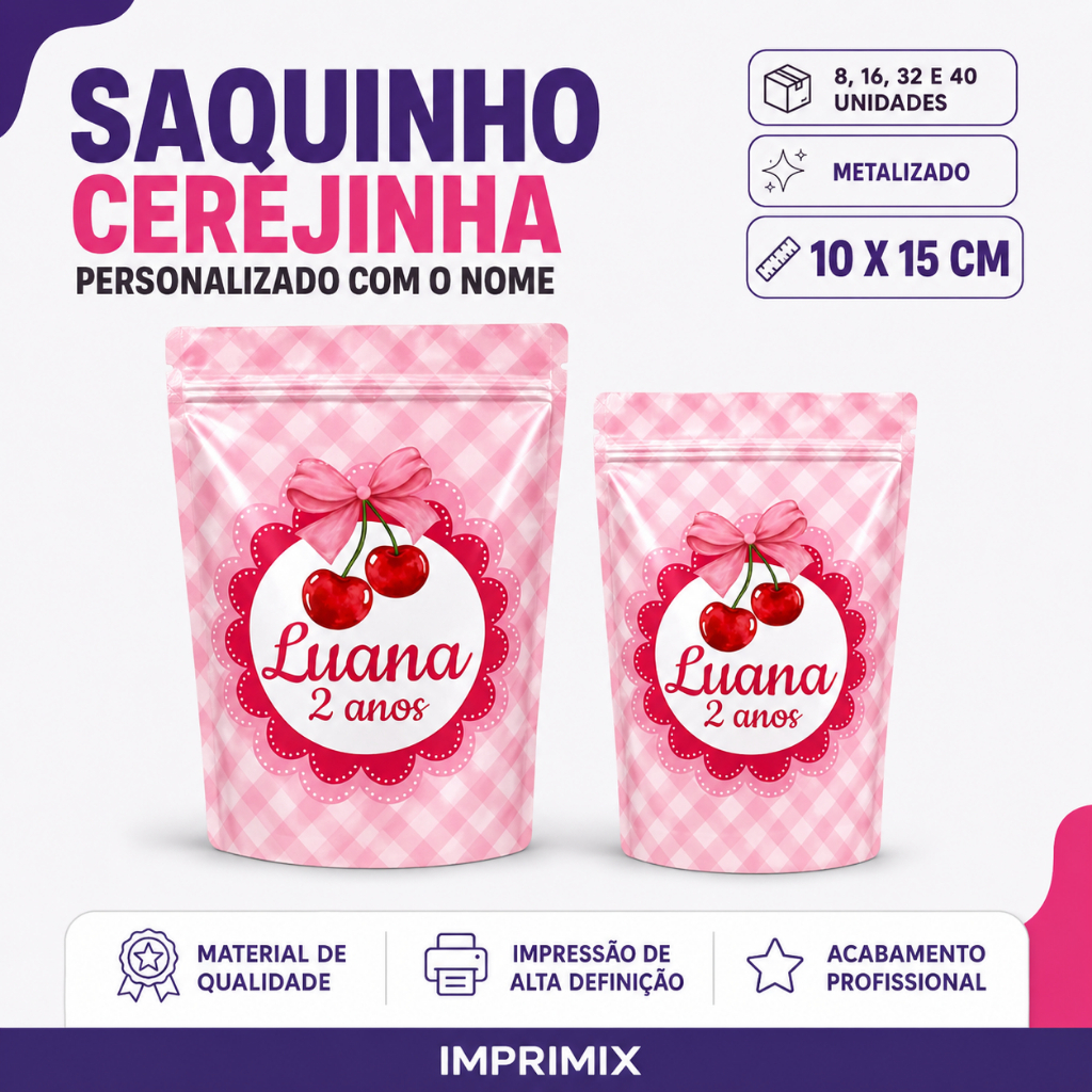 Saquinho Cerejinha 10x15 Fecho Hermético