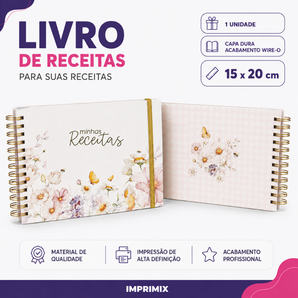Livro de Receitas Personalizado Capa Dura A5